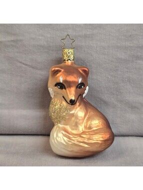 Inge-Glas Germany Glass Christmas Ornament Sly Fox Schlauer Fuchs Star Cap 2012